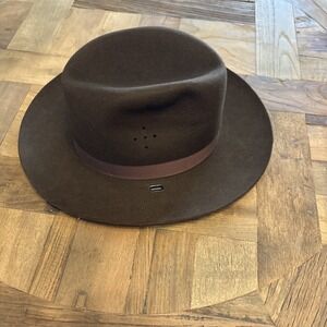 Stratton F42 Brown Felt Self Forming Campaign Sheriff State Trooper Hat Sz 7 7/8